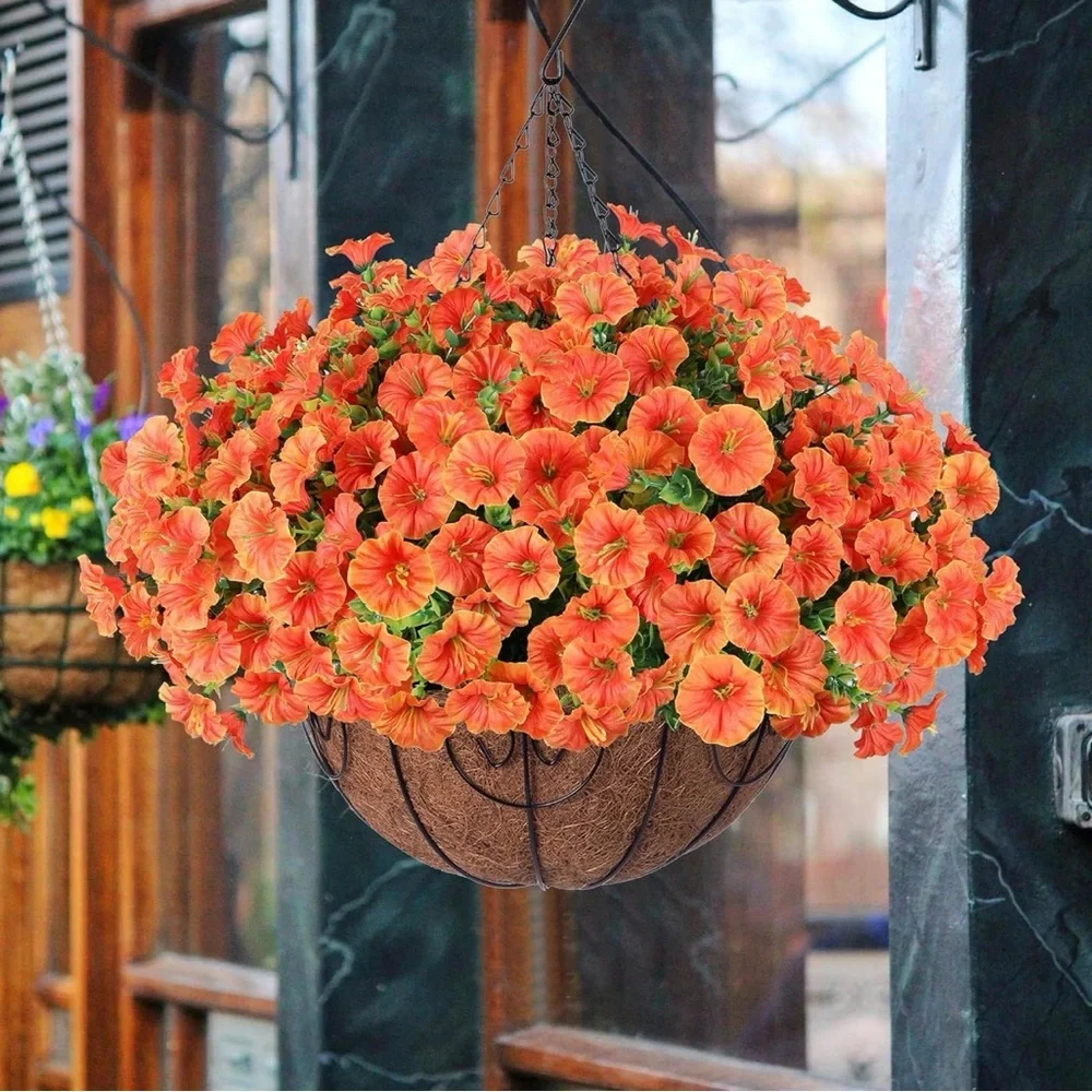 Vibrant Orange Hanging Basket Planter